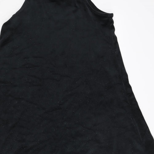 Juicy Couture Girls Black Polyester A-Line Size 15-16 Years Square Neck Pullover - Logo Glitter