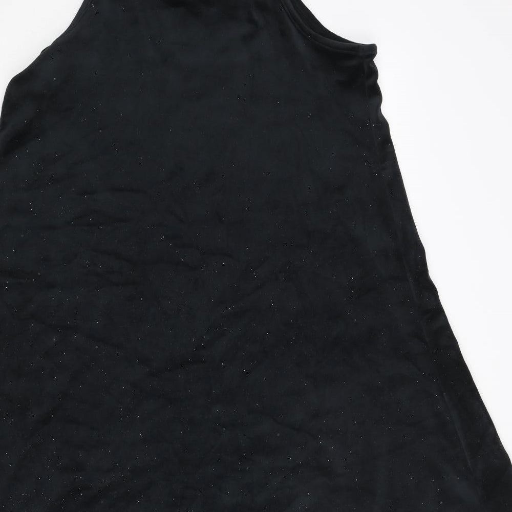 Juicy Couture Girls Black Polyester A-Line Size 15-16 Years Square Neck Pullover - Logo Glitter