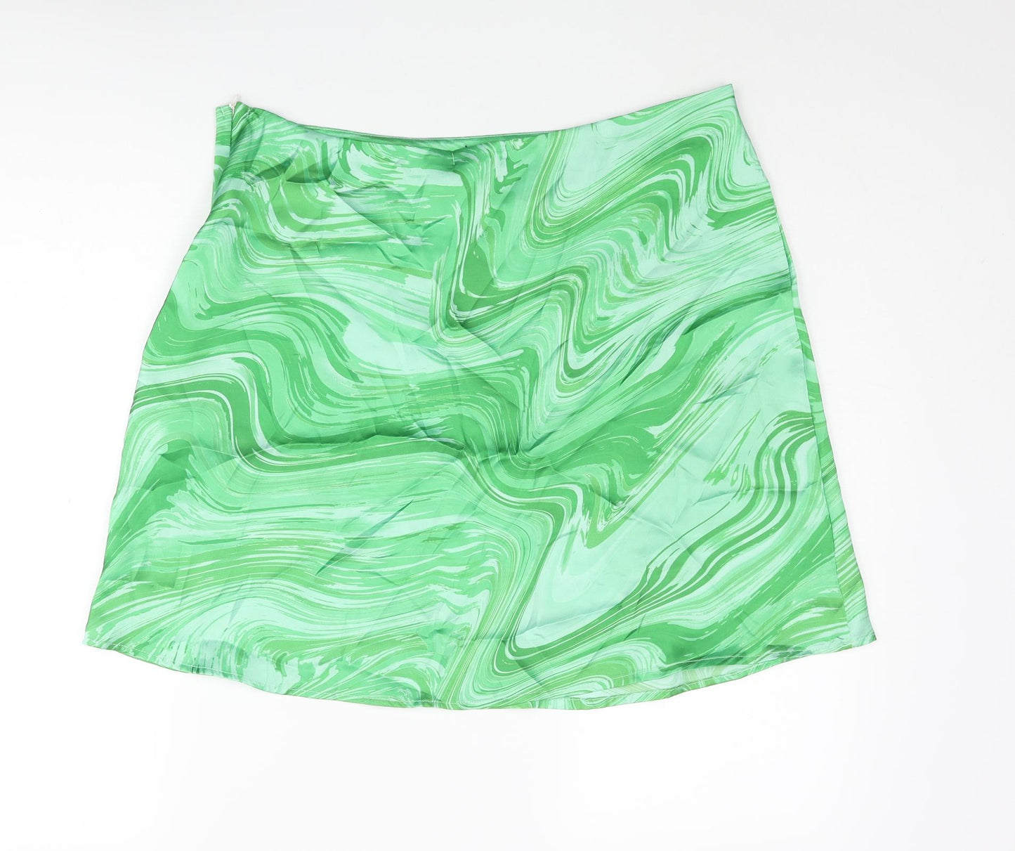 Boohoo Womens Green Geometric Polyester Mini Skirt Size 16 Zip - Marble Print