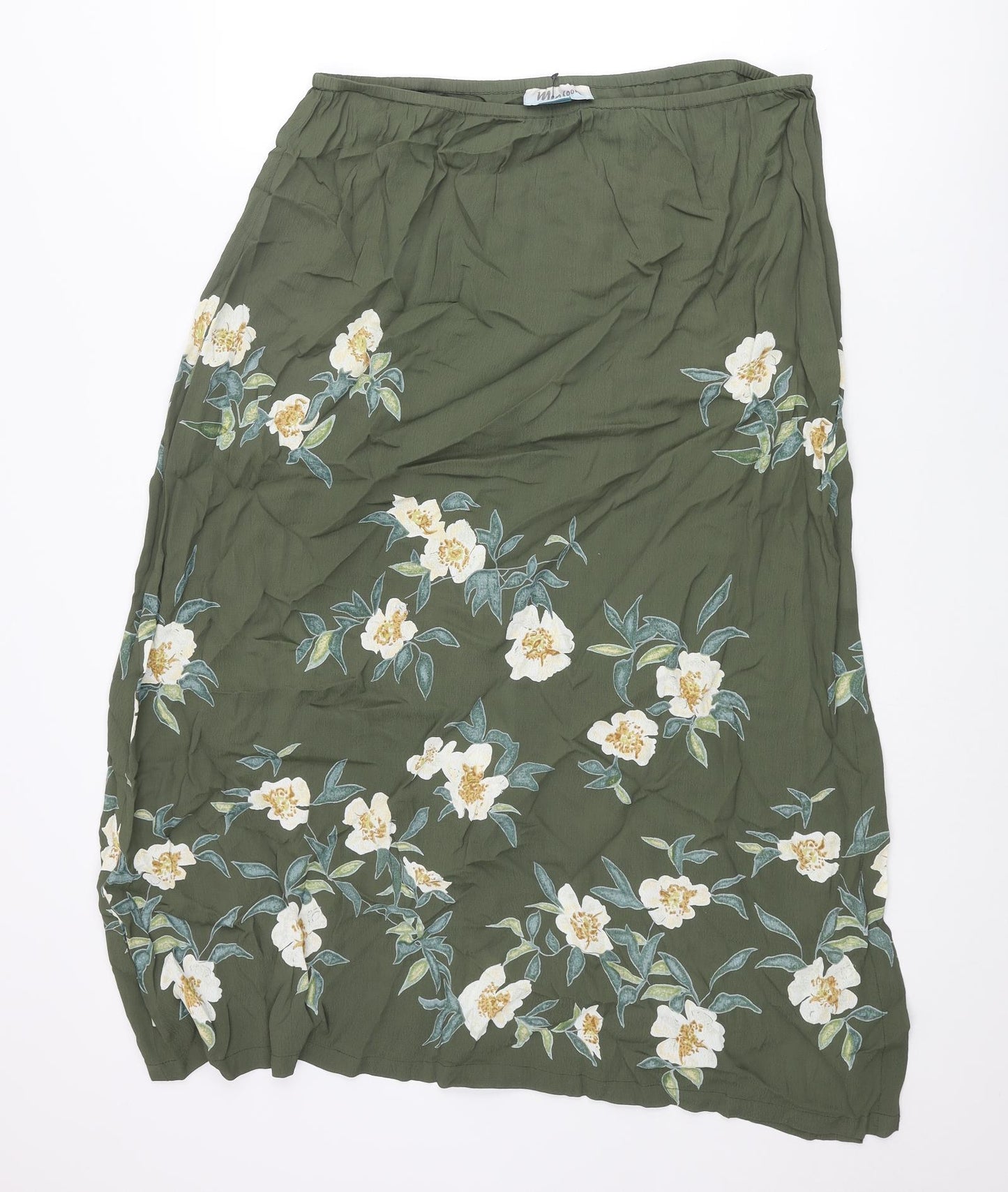 Monsoon Womens Green Floral Viscose A-Line Skirt Size 18 Zip