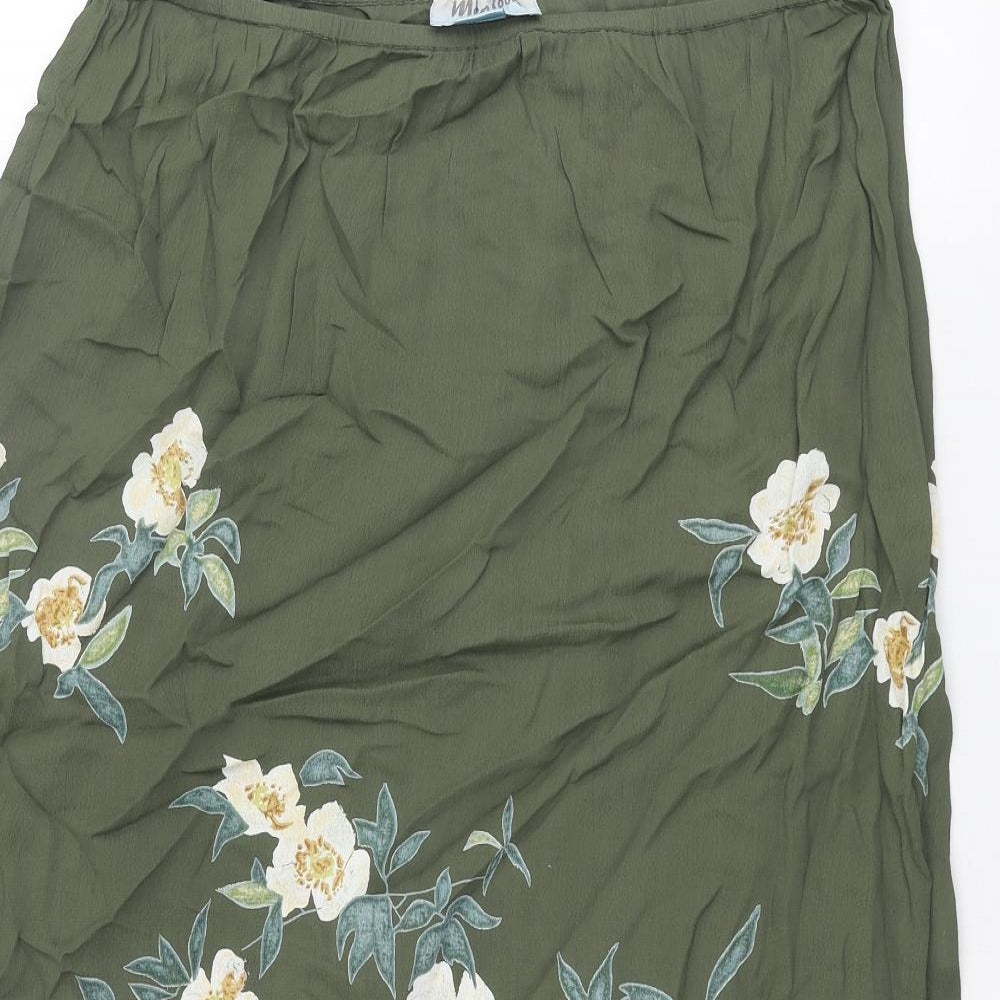 Monsoon Womens Green Floral Viscose A-Line Skirt Size 18 Zip
