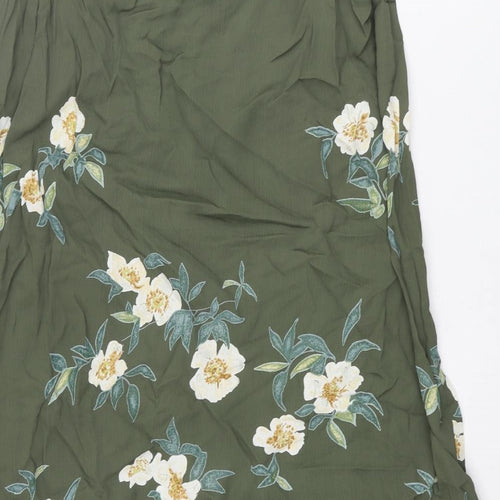 Monsoon Womens Green Floral Viscose A-Line Skirt Size 18 Zip