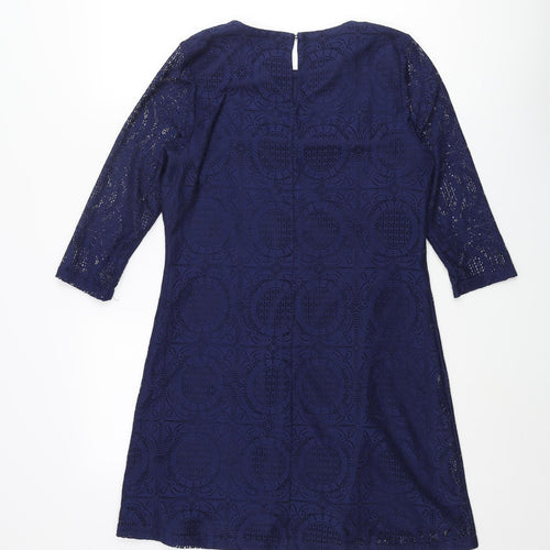 ASOS Womens Blue Polyester Shift Size 10 Round Neck Button