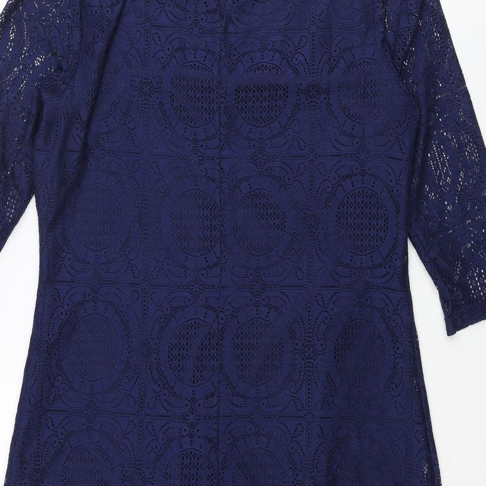 ASOS Womens Blue Polyester Shift Size 10 Round Neck Button