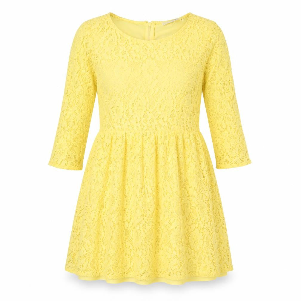 Front view of XXI women’s yellow nylon a-line, size S, round neck zip