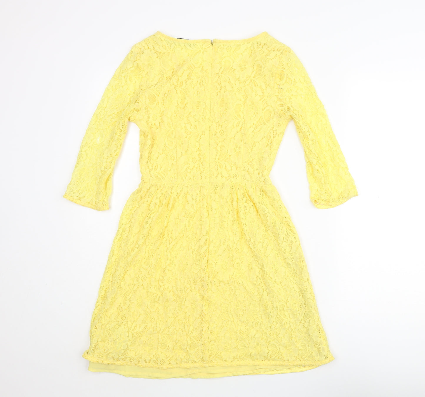 XXI Womens Yellow Nylon A-Line Size S Round Neck Zip