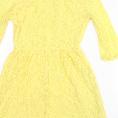 XXI Womens Yellow Nylon A-Line Size S Round Neck Zip
