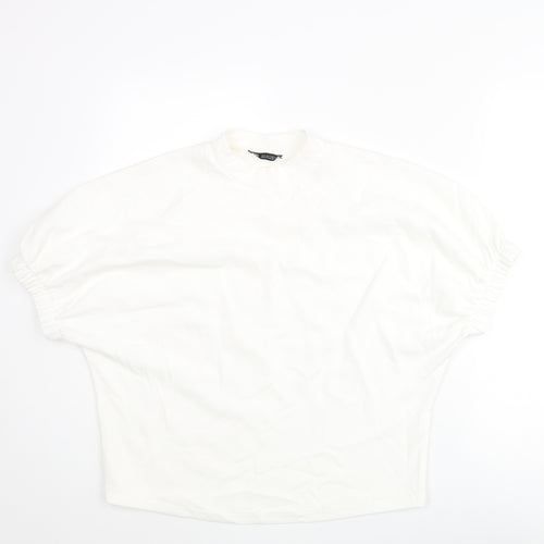 Zara Womens White Polyester Basic Blouse Size S Mock Neck