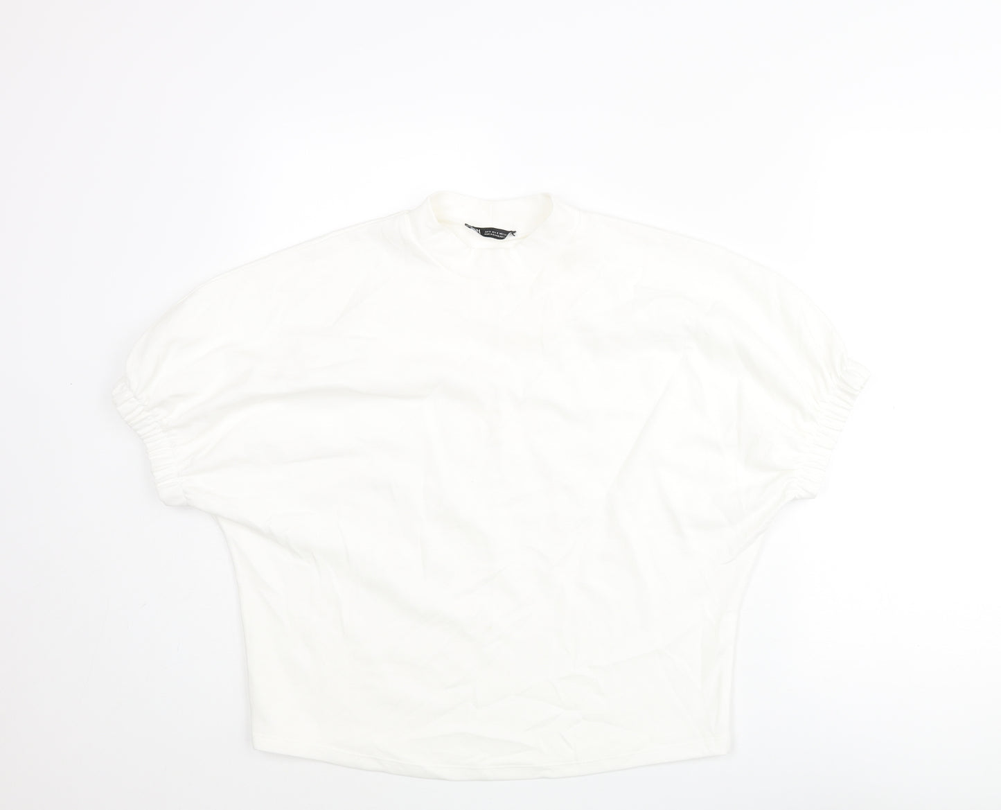 Zara Womens White Polyester Basic Blouse Size S Mock Neck