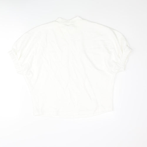 Zara Womens White Polyester Basic Blouse Size S Mock Neck