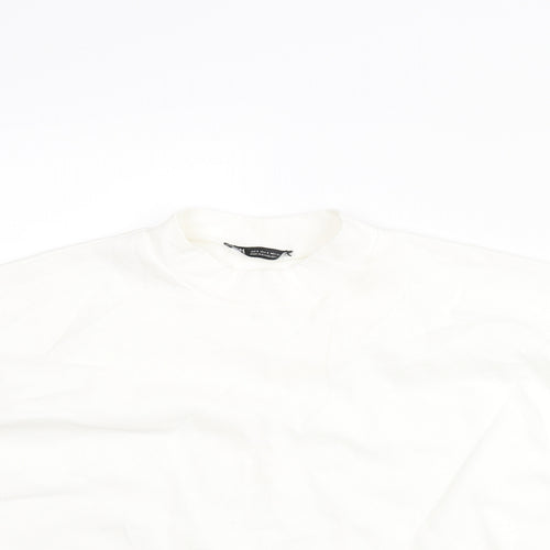 Zara Womens White Polyester Basic Blouse Size S Mock Neck