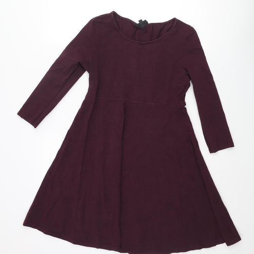 Topshop Womens Purple Cotton A-Line Size 12 Round Neck Pullover