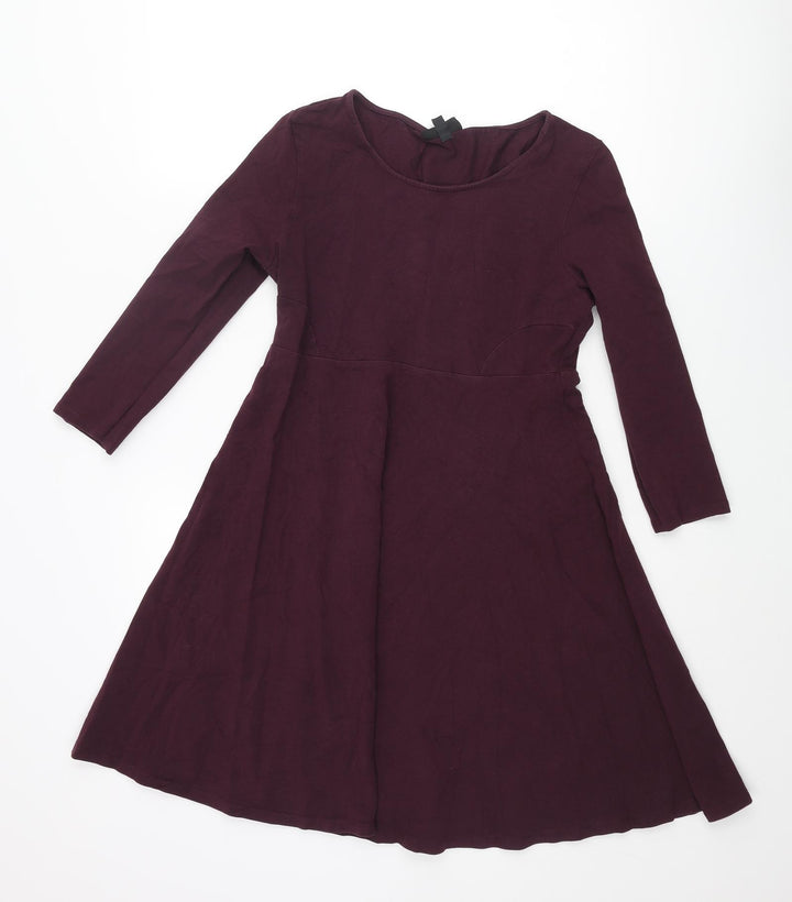 Topshop Womens Purple Cotton A-Line Size 12 Round Neck Pullover