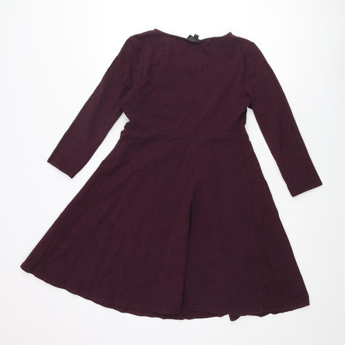 Topshop Womens Purple Cotton A-Line Size 12 Round Neck Pullover