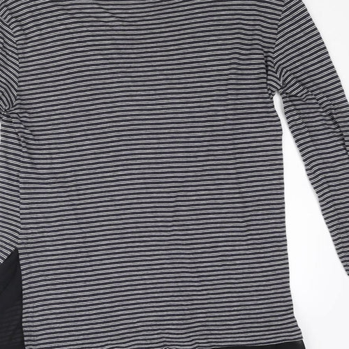 AllSaints Womens Grey Striped Viscose Basic Blouse Size 8 Round Neck
