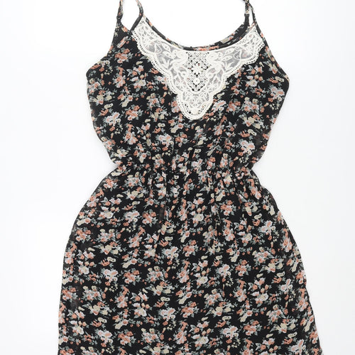 Select Womens Multicoloured Floral Polyester Shift Size 8 Scoop Neck Pullover - Lace Detail