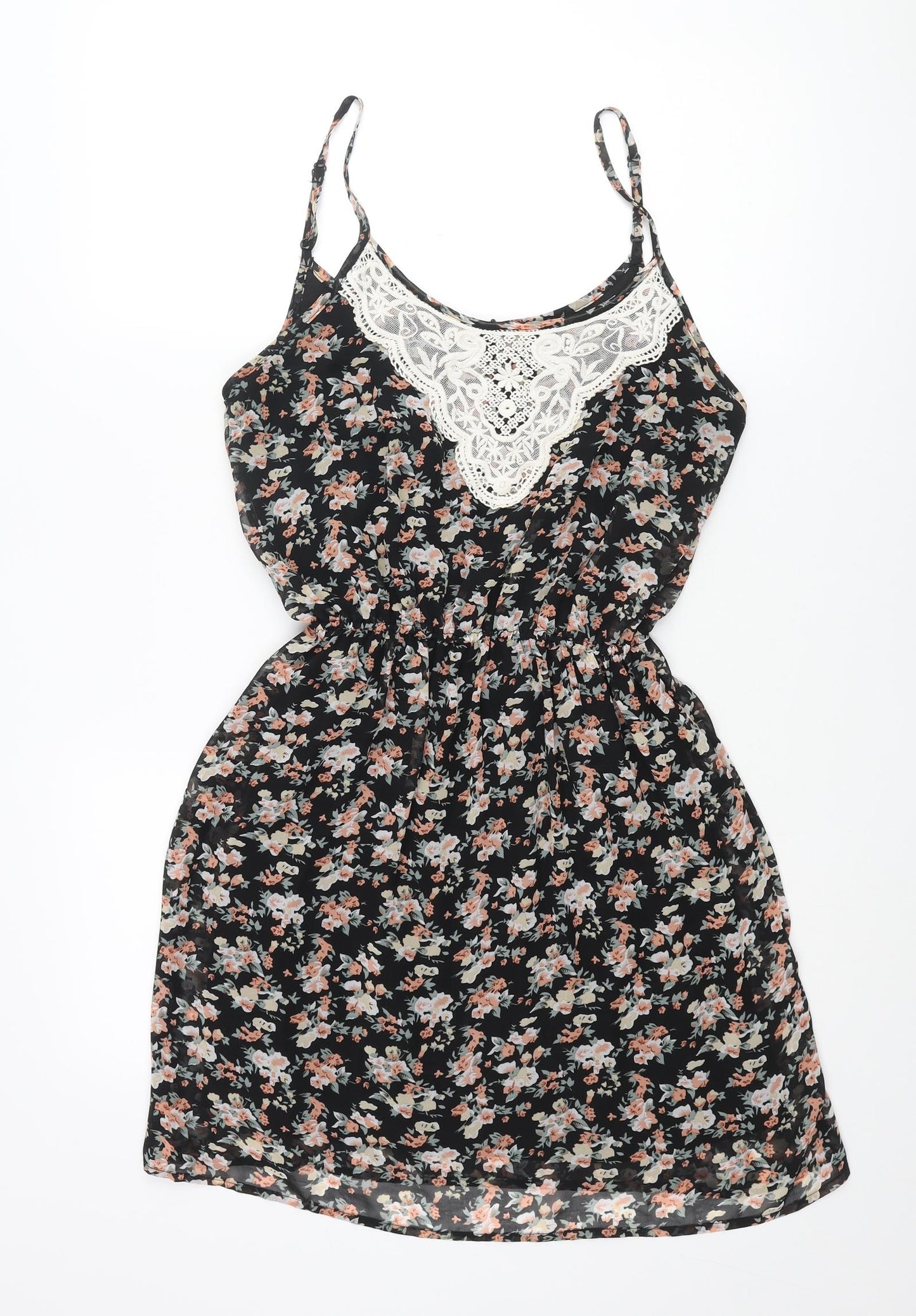 Select Womens Multicoloured Floral Polyester Shift Size 8 Scoop Neck Pullover - Lace Detail