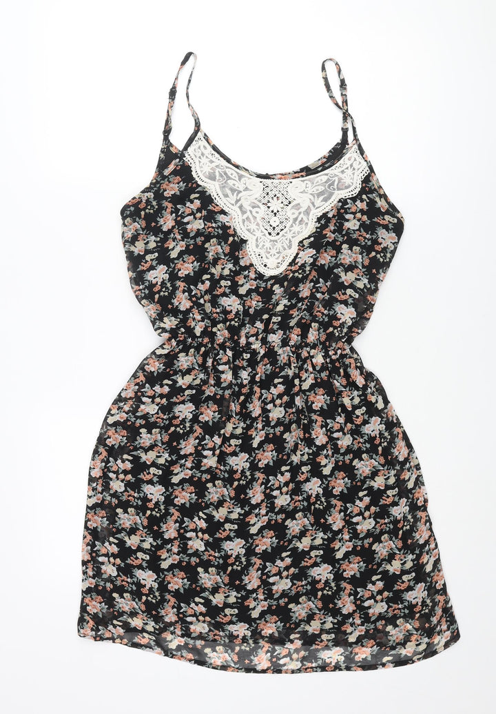 Select Womens Multicoloured Floral Polyester Shift Size 8 Scoop Neck Pullover - Lace Detail