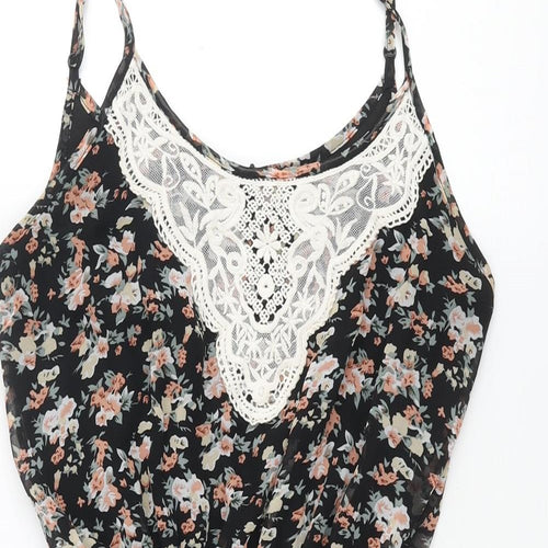Select Womens Multicoloured Floral Polyester Shift Size 8 Scoop Neck Pullover - Lace Detail