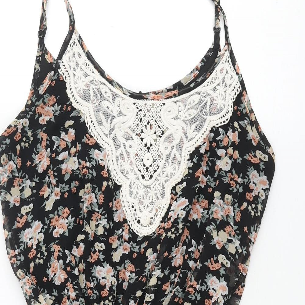 Select Womens Multicoloured Floral Polyester Shift Size 8 Scoop Neck Pullover - Lace Detail