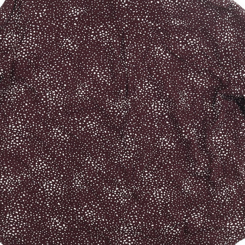 Marks and Spencer Womens Purple Geometric Viscose Basic Button-Up Size 12 Collared