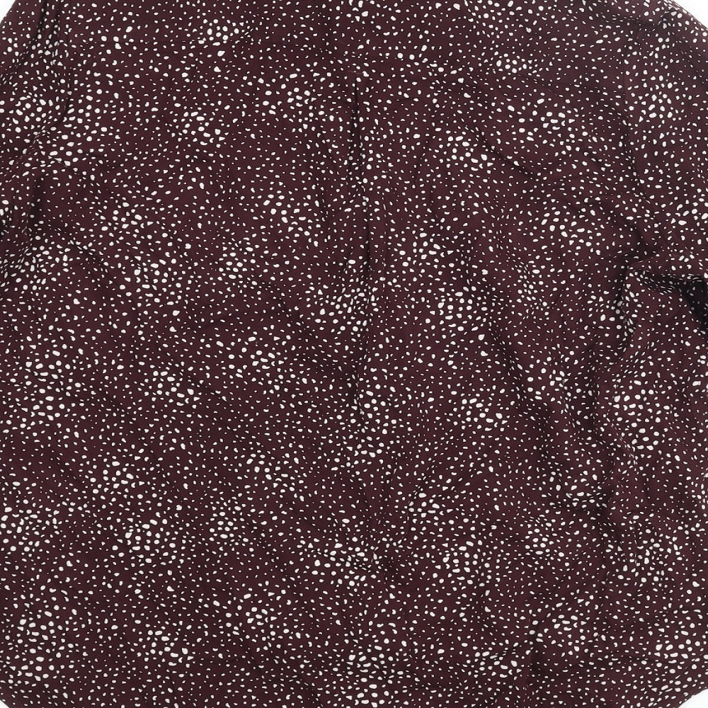 Marks and Spencer Womens Purple Geometric Viscose Basic Button-Up Size 12 Collared