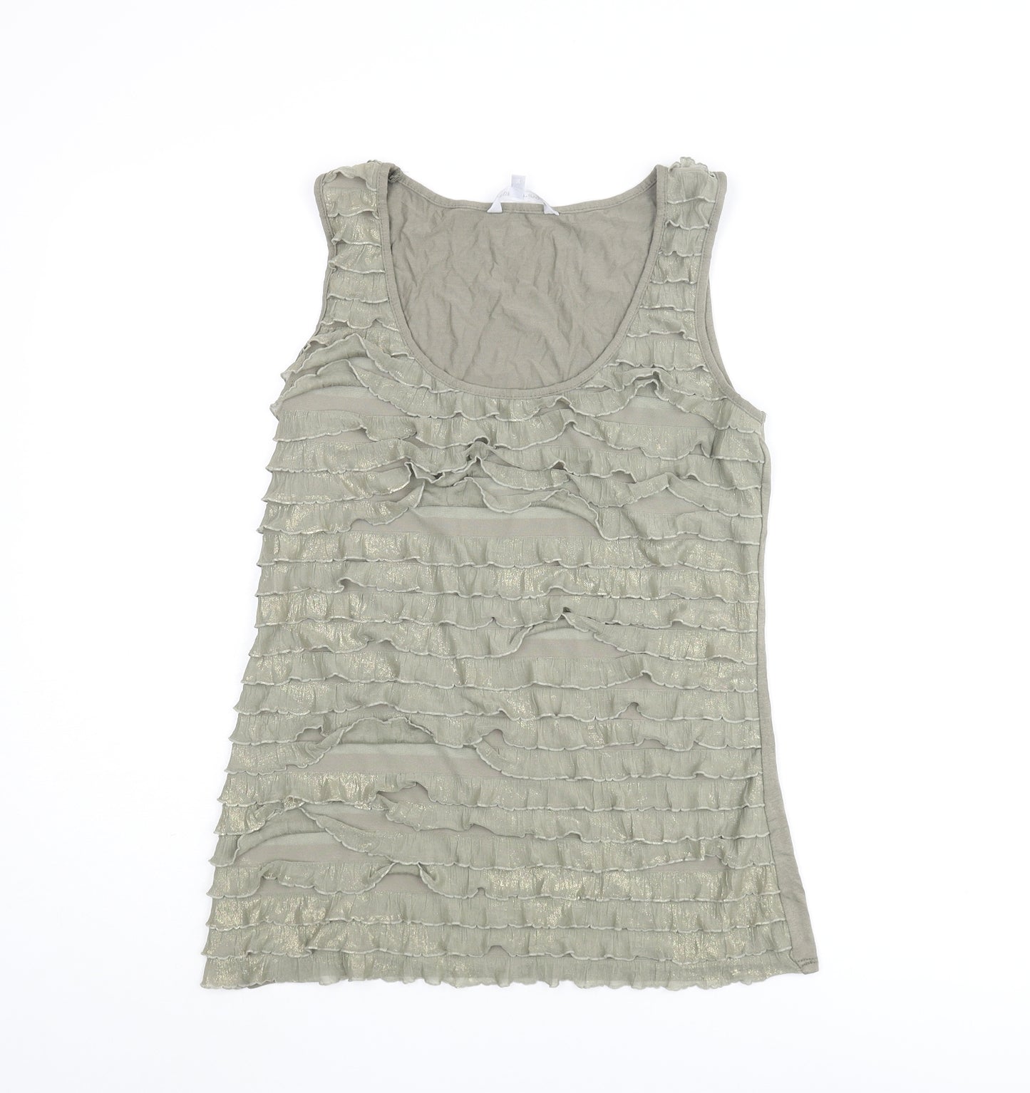 Red Herring Womens Green Polyester Camisole Blouse Size 14 Scoop Neck - Frill Detail