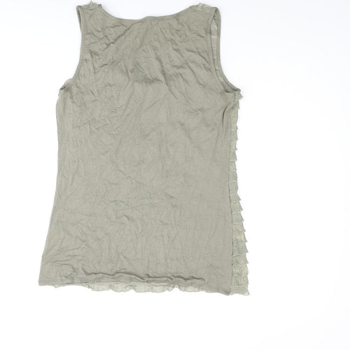 Red Herring Womens Green Polyester Camisole Blouse Size 14 Scoop Neck - Frill Detail