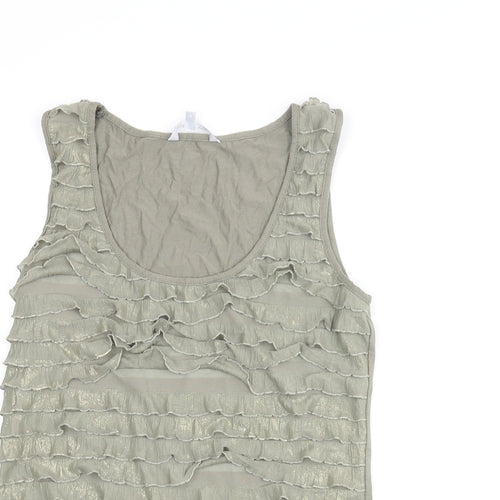 Red Herring Womens Green Polyester Camisole Blouse Size 14 Scoop Neck - Frill Detail