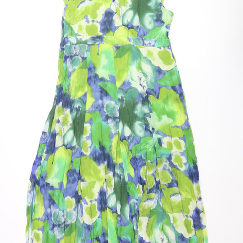 Per Una Womens Green Geometric Polyester Shift Size 16 V-Neck Zip