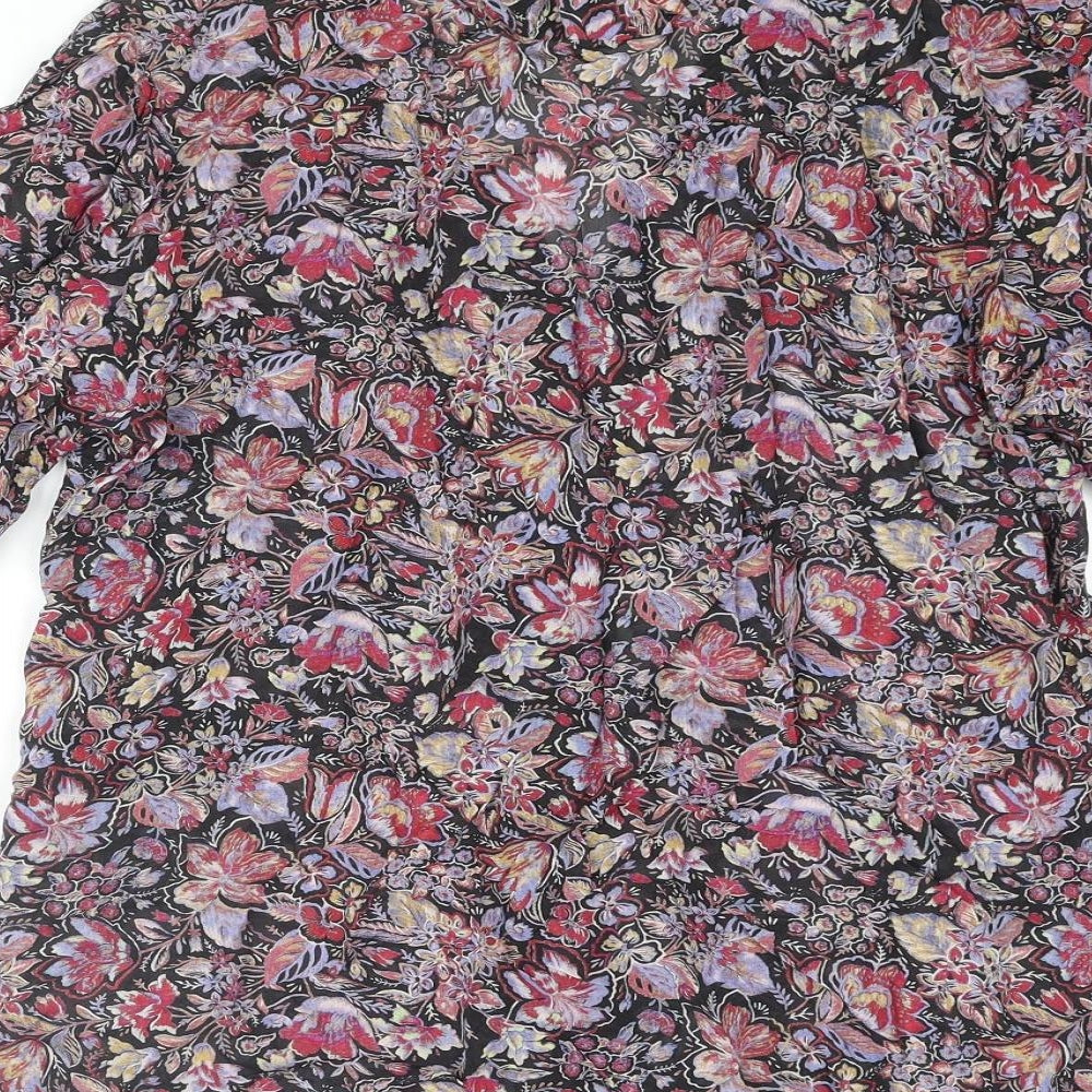 Zara Womens Multicoloured Floral Viscose Basic Blouse Size M V-Neck - Frill