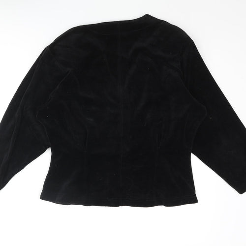 Naughty Womens Black Cotton Basic Blouse Size L V-Neck - Peplum Shoulder Pads