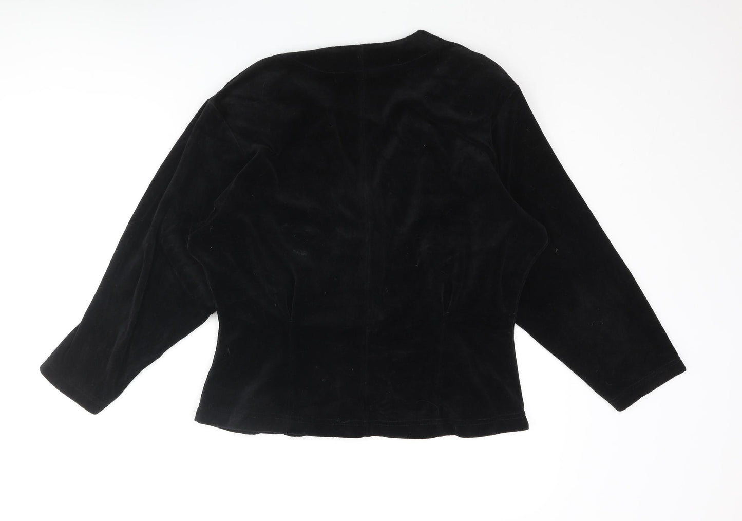 Naughty Womens Black Cotton Basic Blouse Size L V-Neck - Peplum Shoulder Pads
