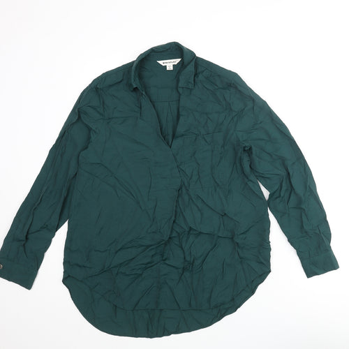 Whistles Womens Green Nylon Basic Blouse Size 10 Collared