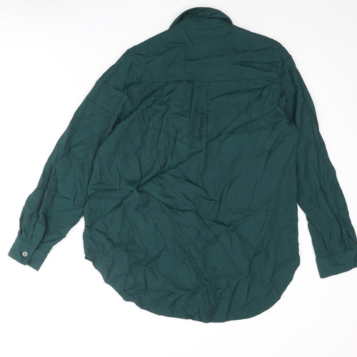 Whistles Womens Green Nylon Basic Blouse Size 10 Collared