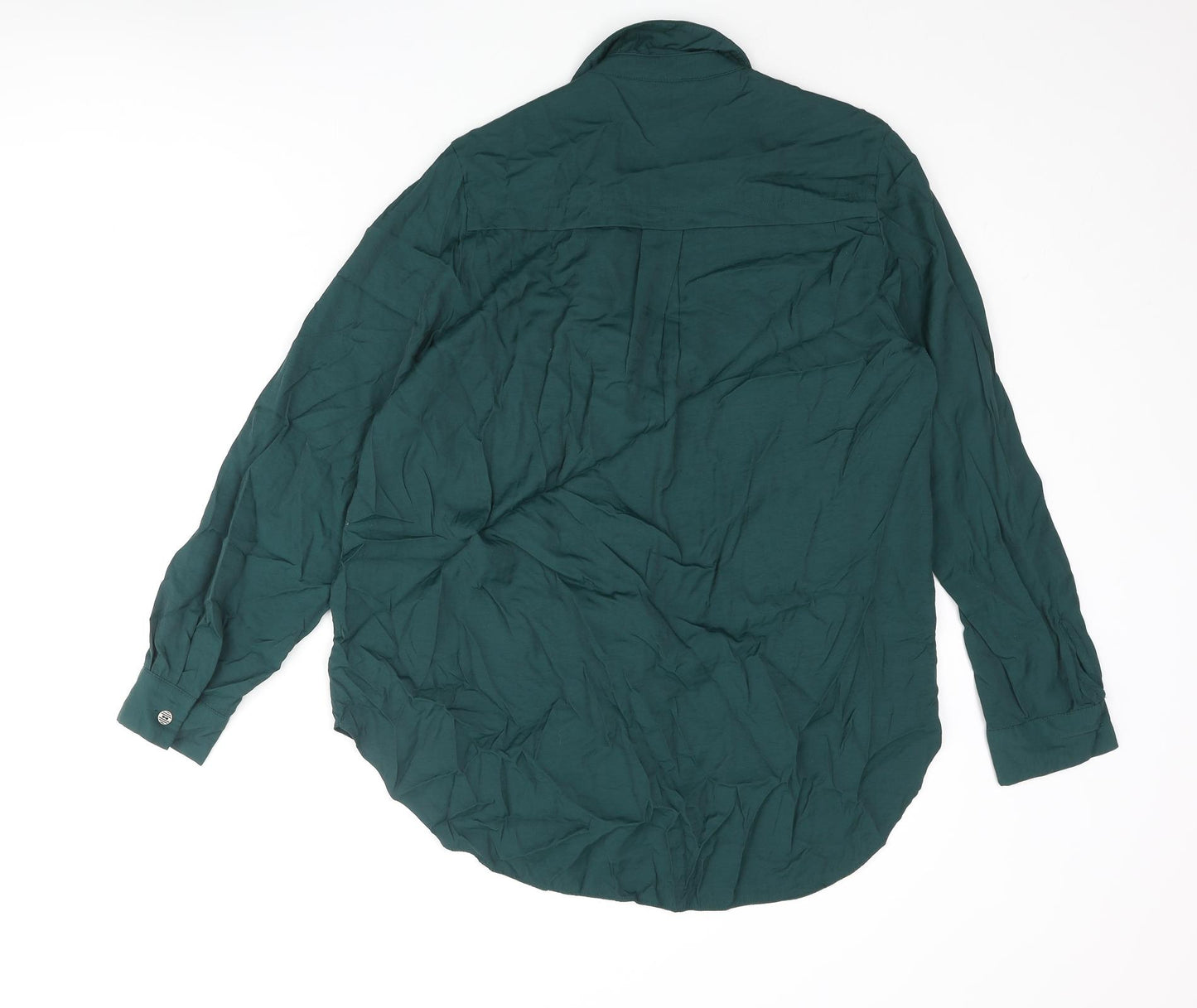 Whistles Womens Green Nylon Basic Blouse Size 10 Collared