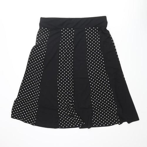 Just Elegance Womens Black Polyester Flare Skirt Size 16 - Panelled Polka Dot