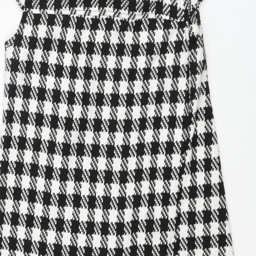 Tsega Womens Black Houndstooth Polyester Shift Size 10 Collared Button - Button Detail