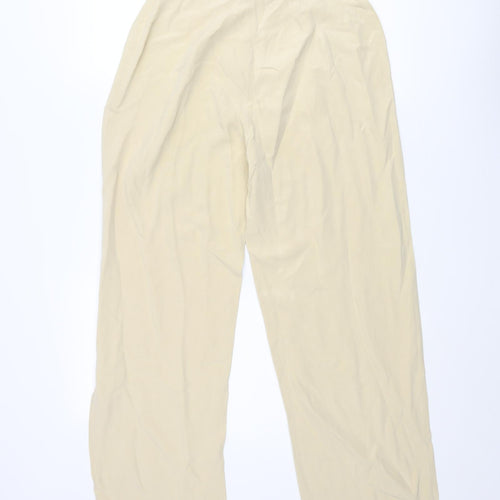 St Michael Womens Beige Silk Trousers Size 12 L27 in Regular Zip