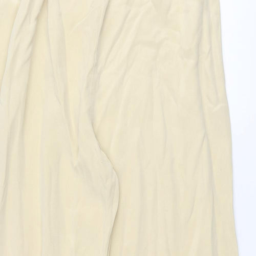 St Michael Womens Beige Silk Trousers Size 12 L27 in Regular Zip