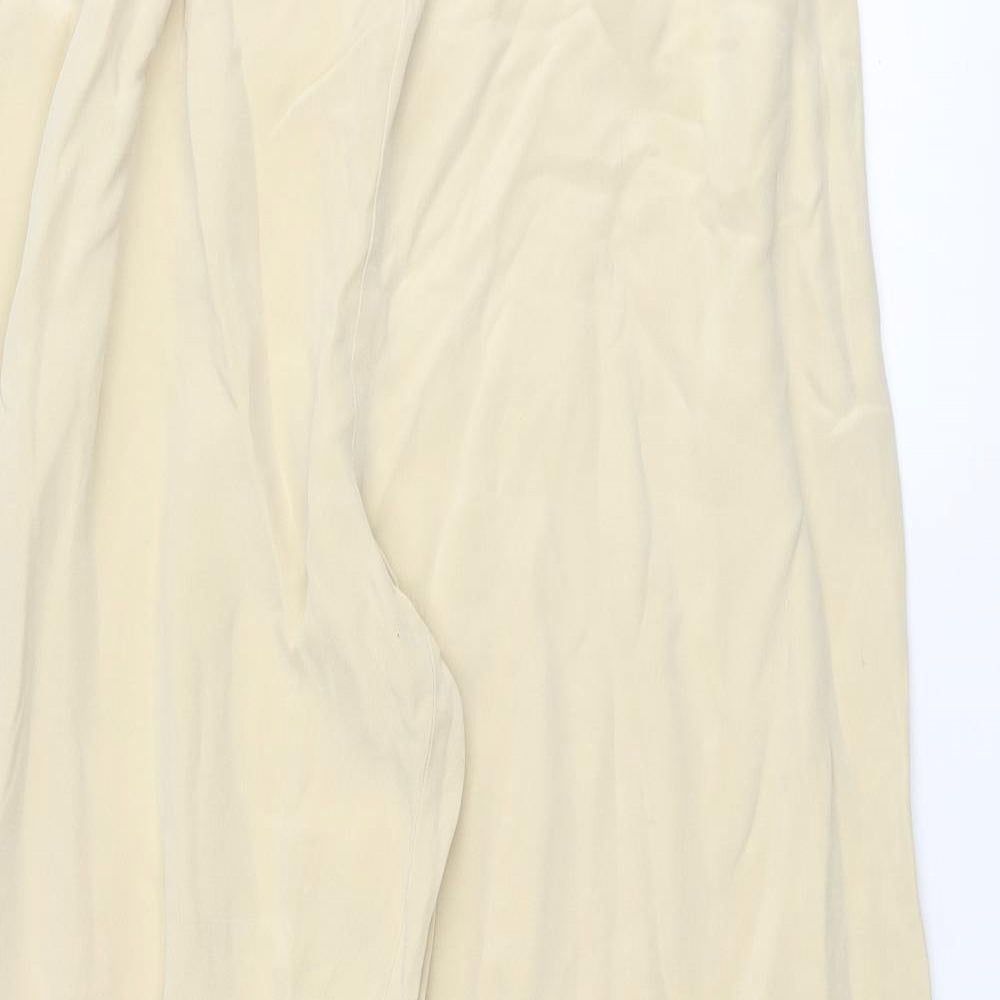 St Michael Womens Beige Silk Trousers Size 12 L27 in Regular Zip