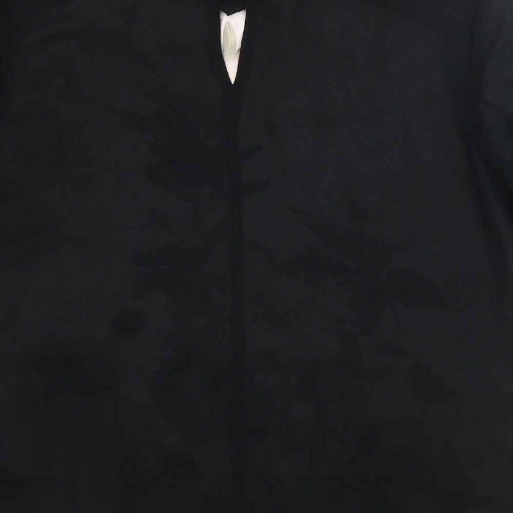 Ted Baker Womens Black Polyester Basic Blouse Size 8 Mock Neck - Floral Print