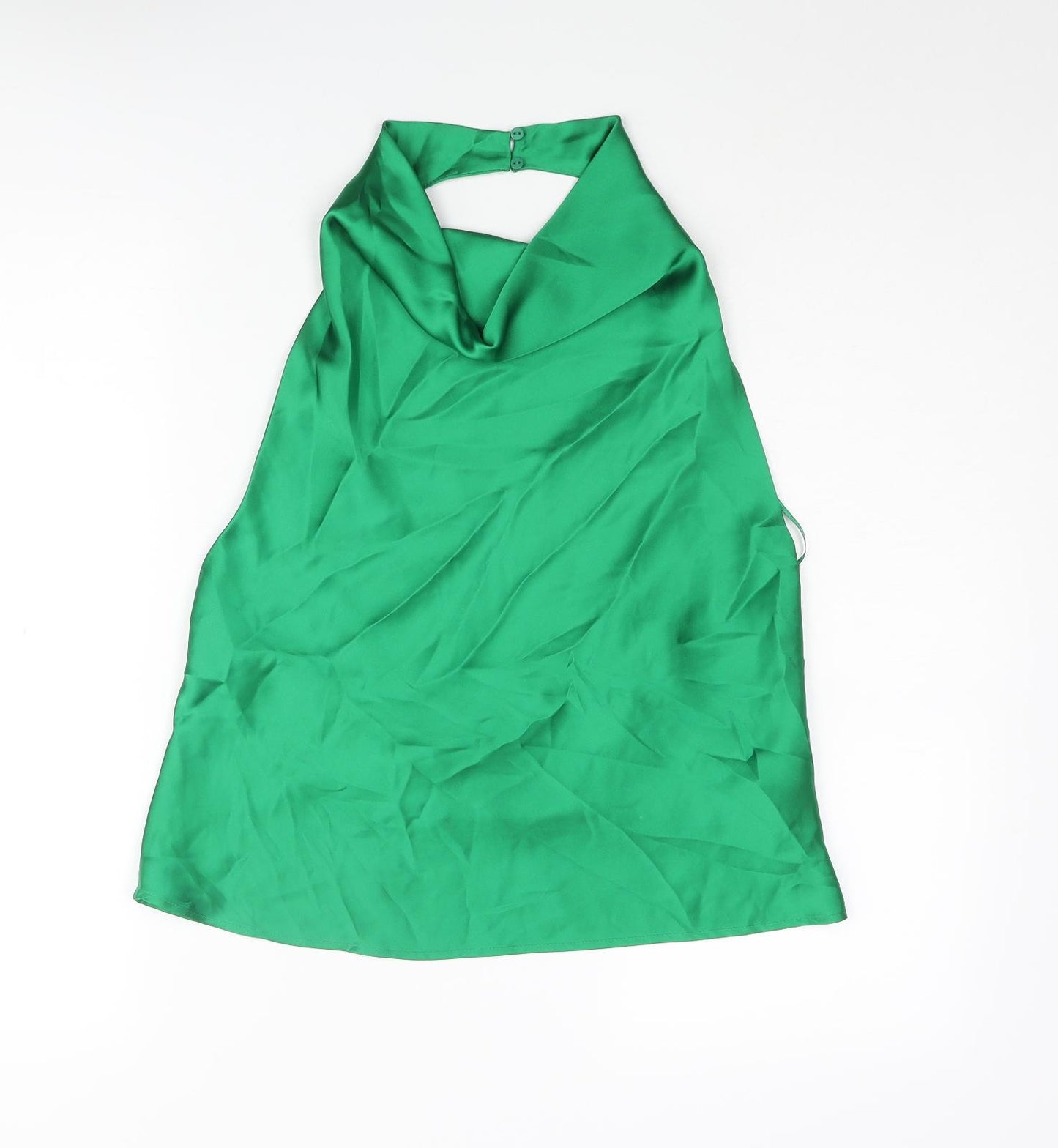 Zara Womens Green Polyester Camisole Blouse Size L Halter - Backless