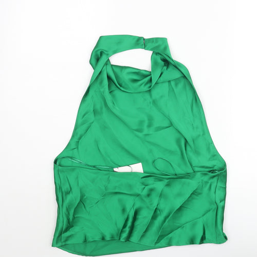 Zara Womens Green Polyester Camisole Blouse Size L Halter - Backless
