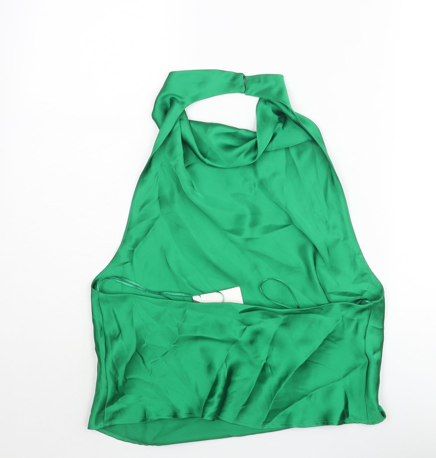 Zara Womens Green Polyester Camisole Blouse Size L Halter - Backless