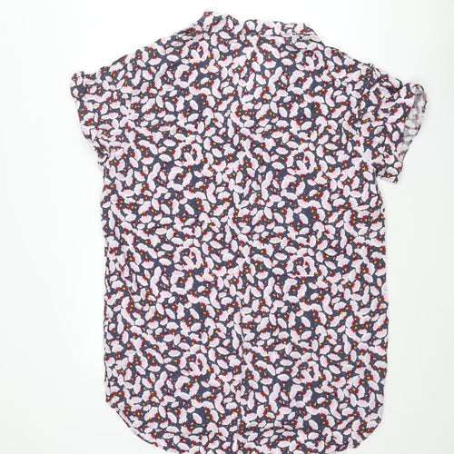 H&M Womens Multicoloured Geometric Viscose Shift Size 16 V-Neck Pullover