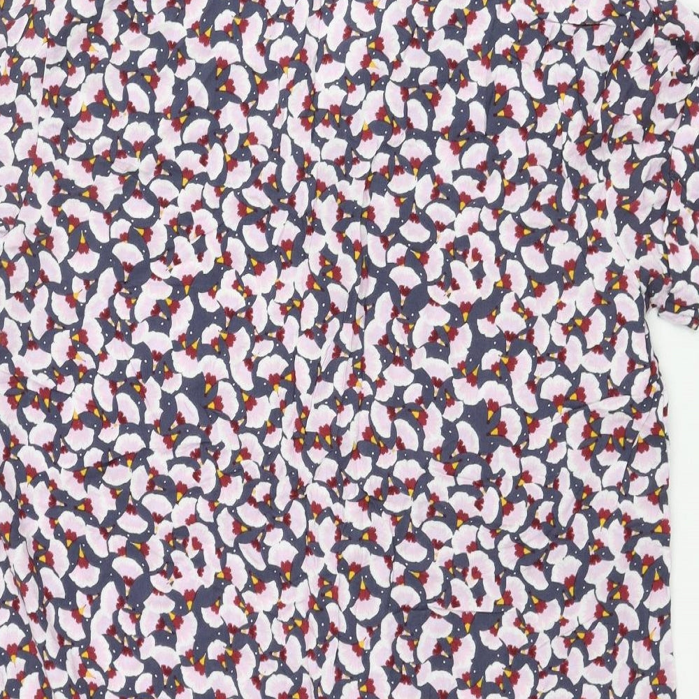H&M Womens Multicoloured Geometric Viscose Shift Size 16 V-Neck Pullover