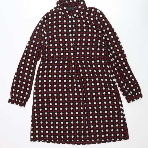 Hallhuber Womens Multicoloured Geometric Polyester Shirt Dress Size 6 Collared Button - Floral Pattern