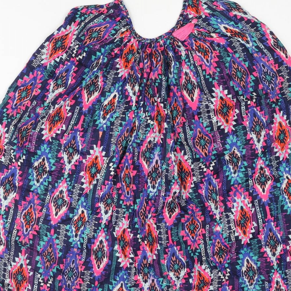 Accessorize Womens Multicoloured Geometric Viscose Cover Up Size M - Tassle Strap