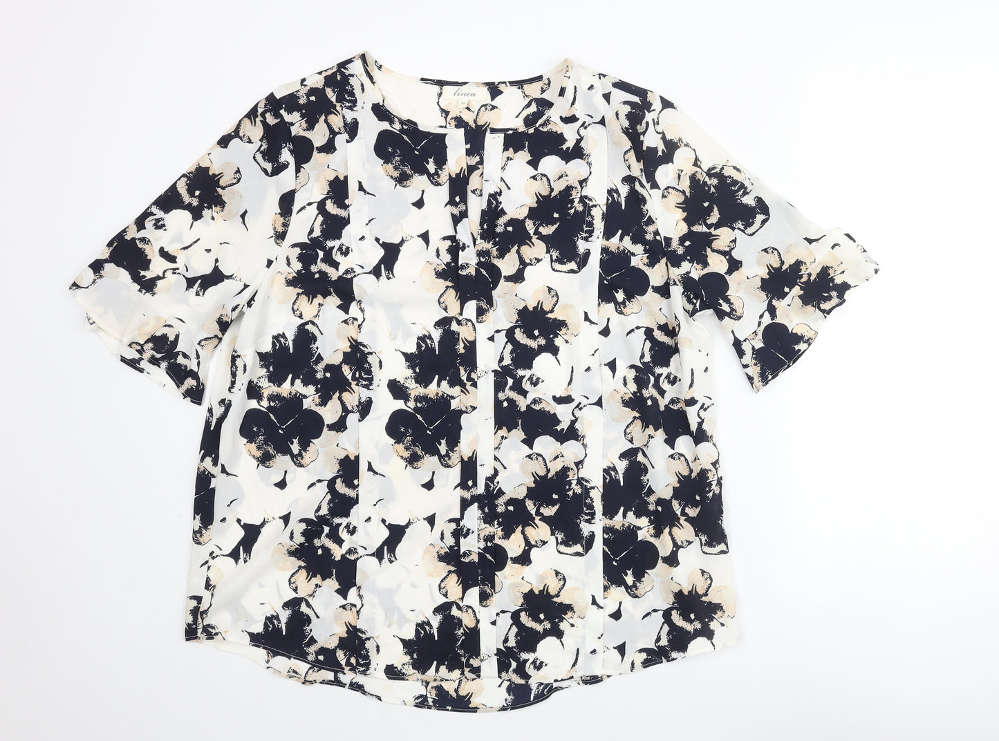 Linea Womens Multicoloured Floral Polyester Basic Blouse Size 18 V-Neck